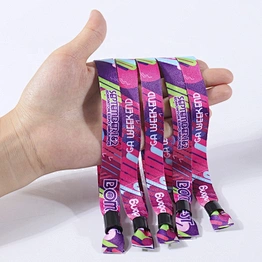 Wholesale Custom Logo Ribbon Heat Transfer Printing Wristbands with Plastic Clip for Festival Event
