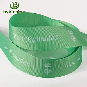 Custom logo printed polyester grosgrain garment ribbon roll