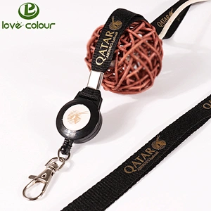 Custom black color badge reel with keychain/ retractable id badge holder