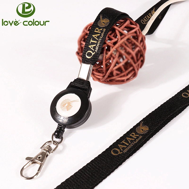 Custom black color badge reel with keychain/ retractable id badge holder