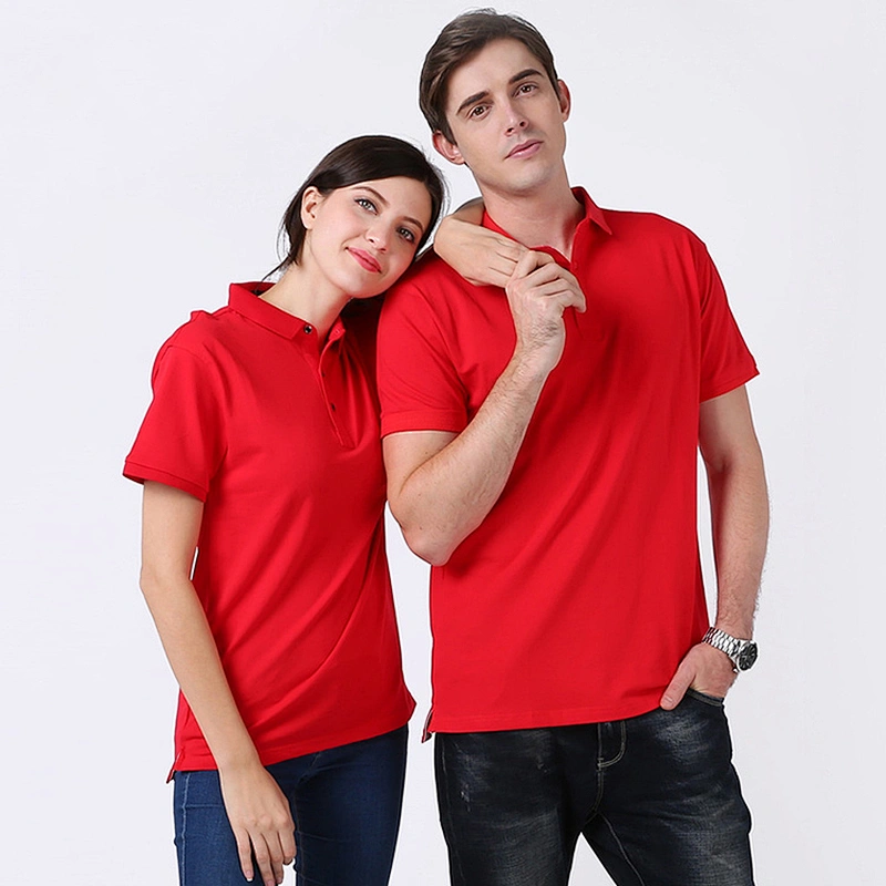 Custom Breathable Women/Men's Good Quality Black Short-Sleeve Polo T Shirt Clothing with Printing