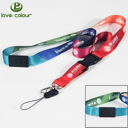 Factory high quality custom polyester lanyard strap with safety lock