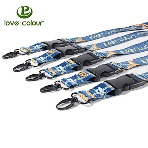 Custom polyester material your own logo lanyard for company with breakaway buckle