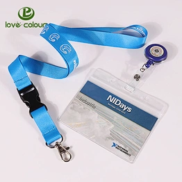 Custom working retractable id card badge holder lanyard strap