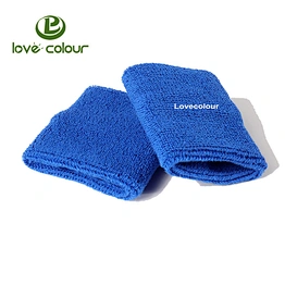 Custom Blue Wrist Sweatbands Tennis Sport Cotton Terry Cloth Wristbands