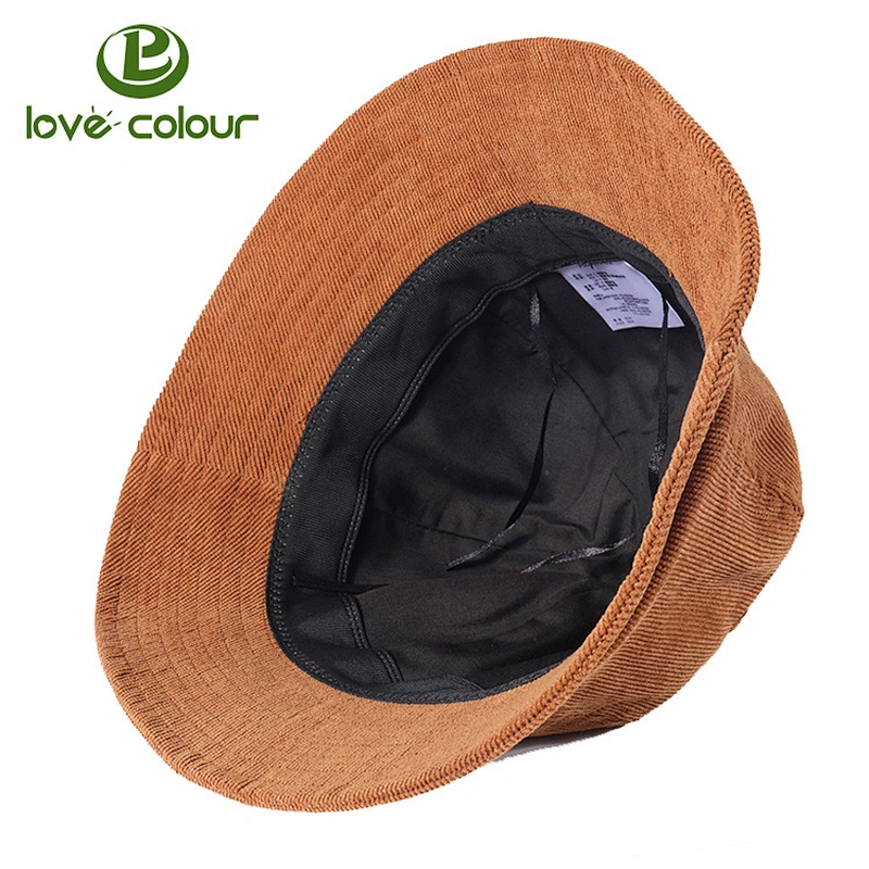 Custom Round Plain Corduroy Bucket Hat Fisherman Cap For Outdoors Activities