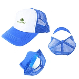 Blank breathable 5 panel blue advertising mesh cap for outdoor
