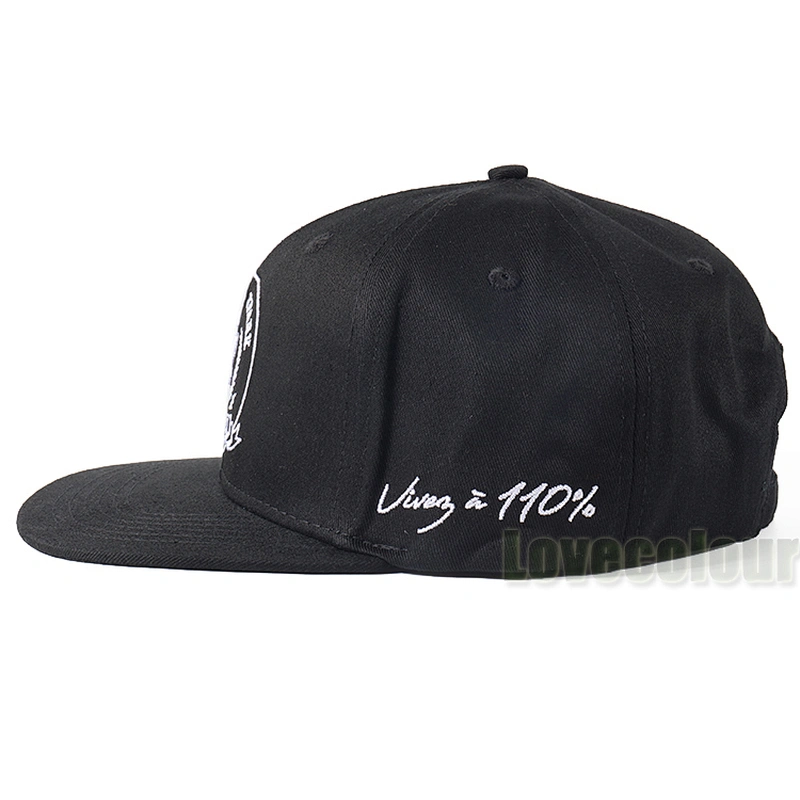 Hot selling customized cotton black snapback cap wholesale