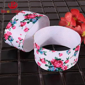 Polyester custom your logo elastic fabric tube wristband