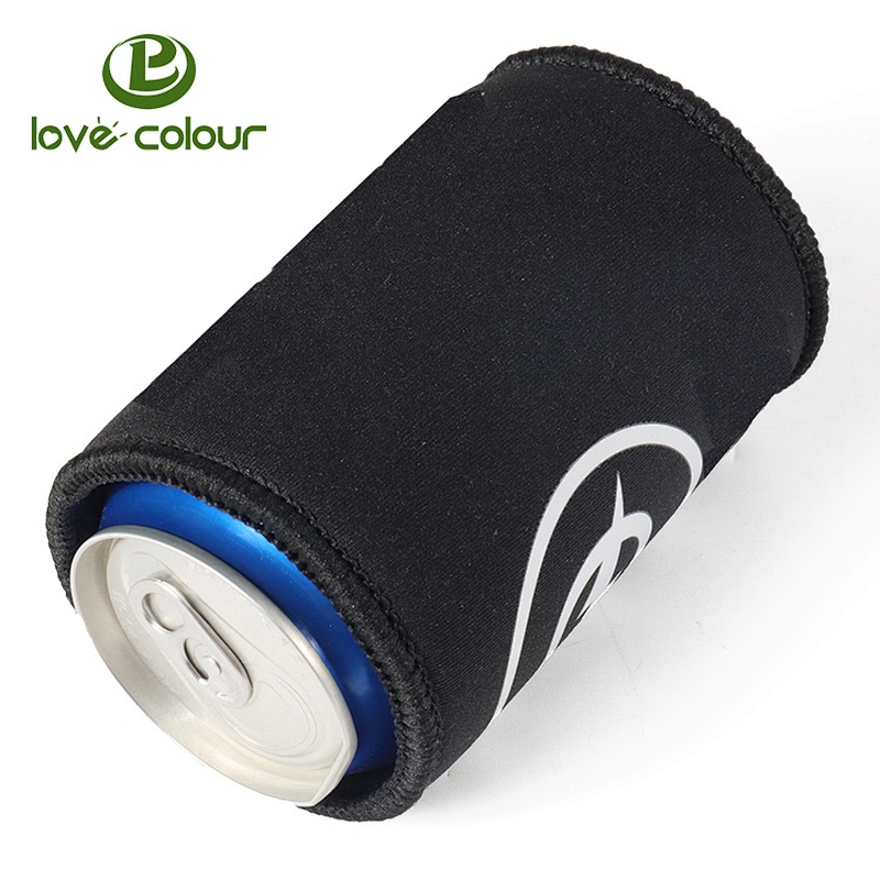 Black color soft neoprene material can cooler with zipper for travel