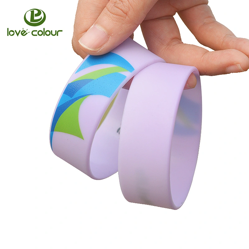 Custom made cheap promotional uv silicone wristbands with printed artwork