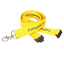 Guangzhou factory cheap custom polyester printing lanyard strap with safety buckle in yellow color
