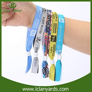 Polyester festival custom cloth wristband with black lock for event