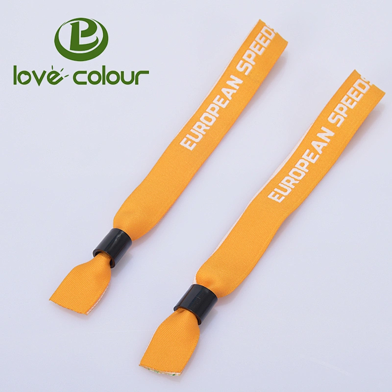 High quality festival custom fabric polyester wristband with black lock