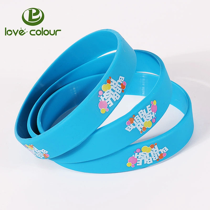 Fashion eco-friendly printed silicone wrist band/custom black rubber wristband