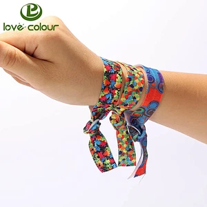 Custom decorative printed girl use soft fold over elastic hair tie