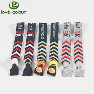 Factory directly custom festival woven ribbon wristband with lock
