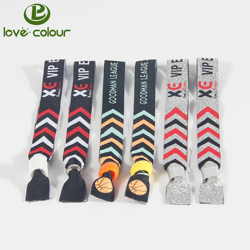 Factory directly custom festival woven ribbon wristband with lock