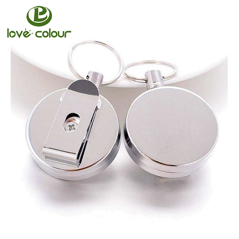 Metal retractable badge holder reel with custom epoxy logo