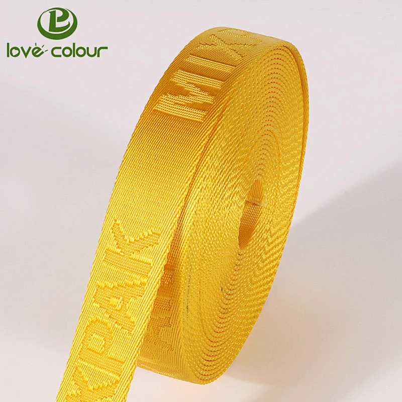 Custom 20mm nylon tape ribbon in yellow color