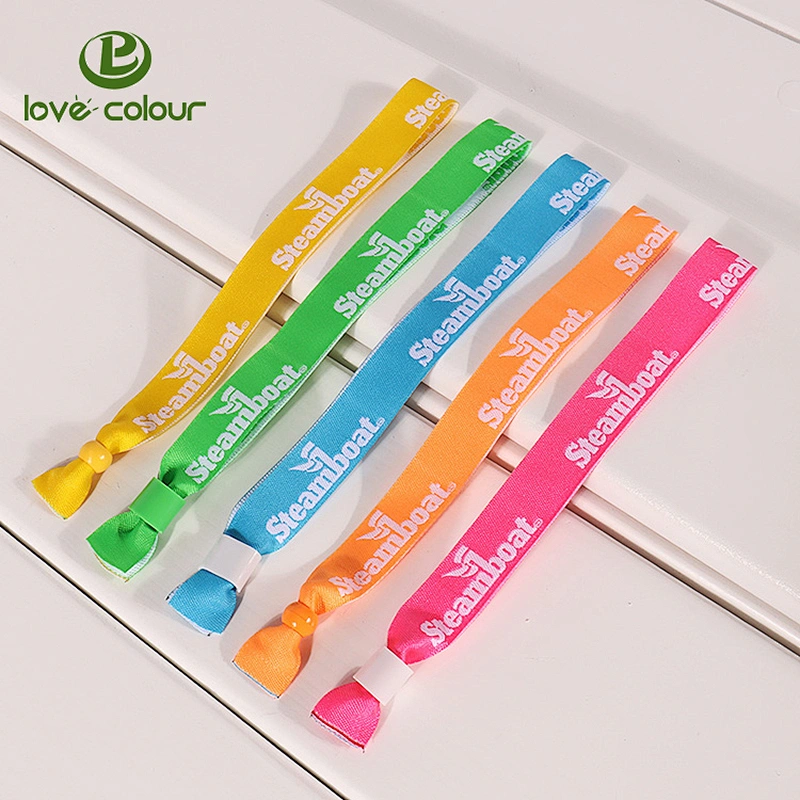 Polyester textile fabric wristbands custom made with barrel locks