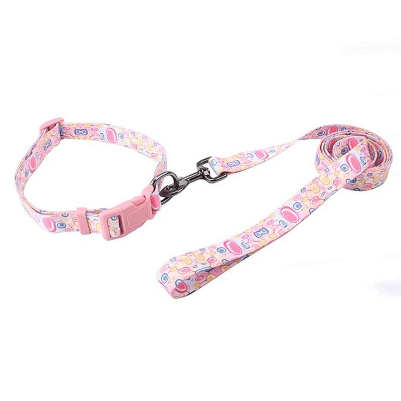 Custom Pattern Polyester Dog Leash With Sublimation Printing Logo Pet Collar