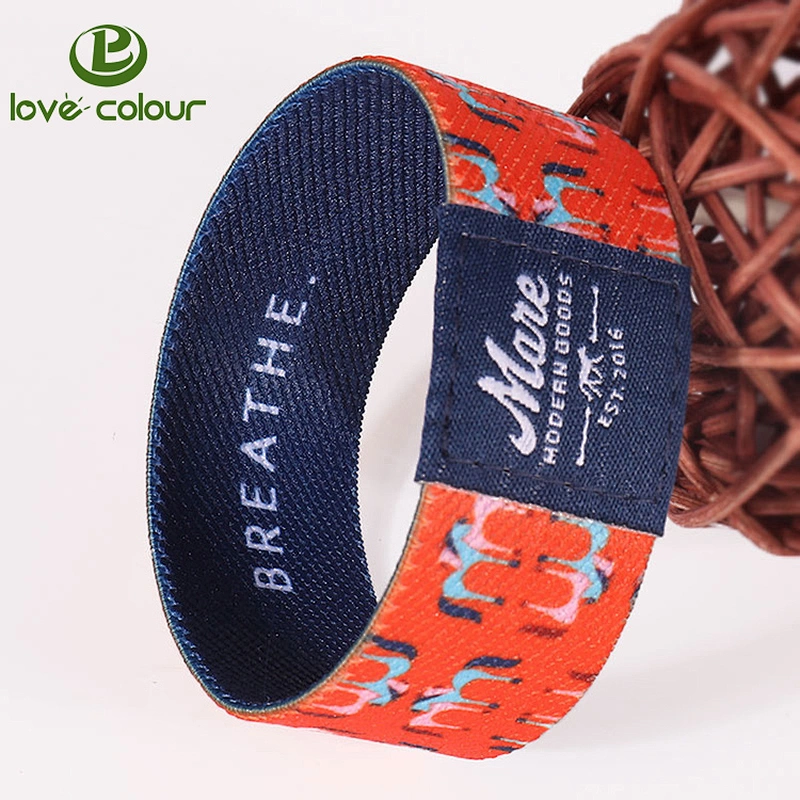 Custom promotion polyester heat transfer printed fancy elastic wrist band