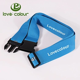 New custom polyester blue luggage belt with release buckle