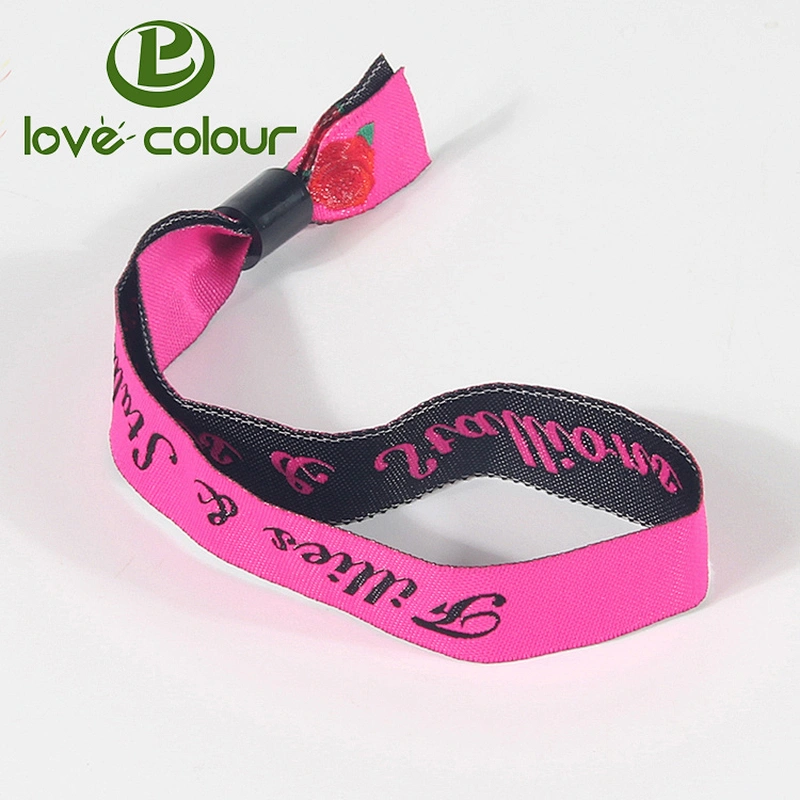 Custom Logo Fabric Bracelet Woven Cloth Wristband For Events Festivals