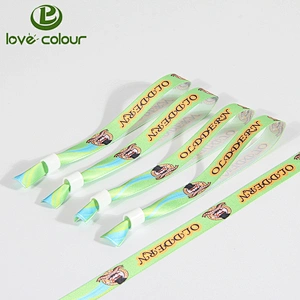 Factory Custom Satin Wristband Ribbon Printing Logo polyester Bracelet for Events