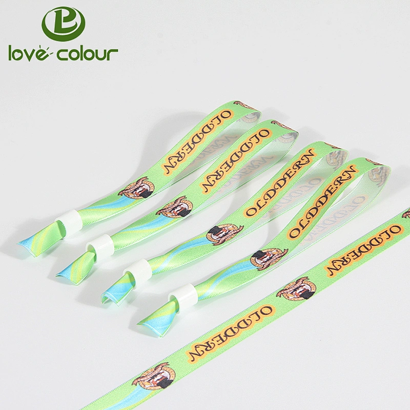 Factory Custom Satin Wristband Ribbon Printing Logo polyester Bracelet for Events