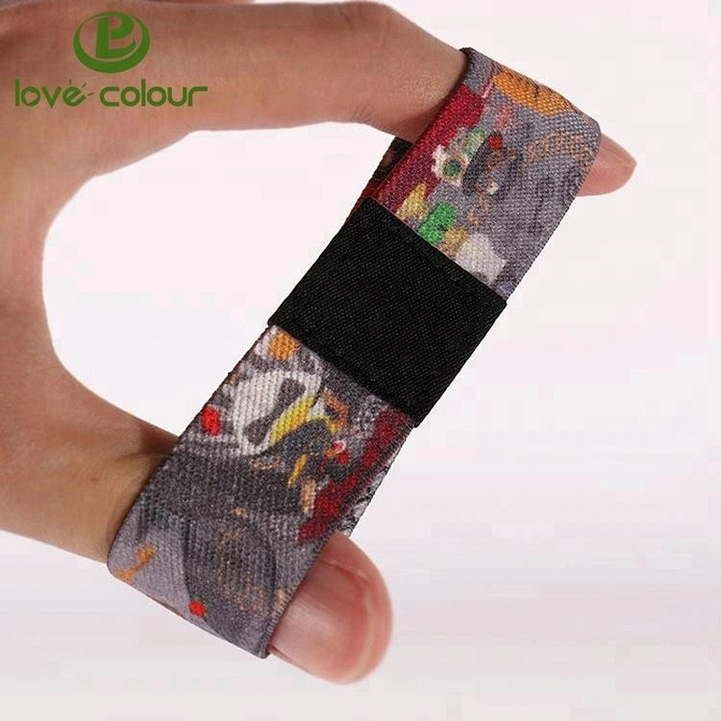 Custom polyester stretch elastic flexible wrist bands elastic wristbands