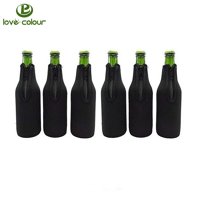 Wholesale neoprene solid color blank neoprene beer bottle cooler holder bag sleeve coolies with oem logo