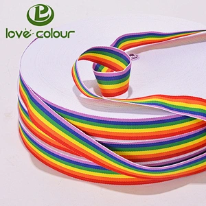 Factory supply wholesale polyester rainbow webbing strap band