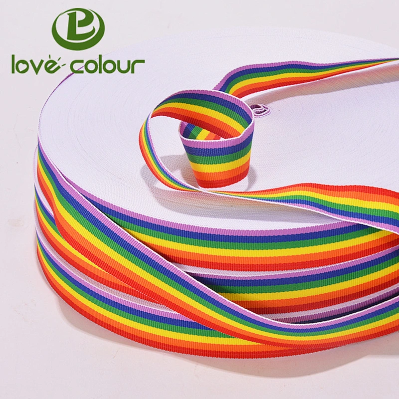 Factory supply wholesale polyester rainbow webbing strap band