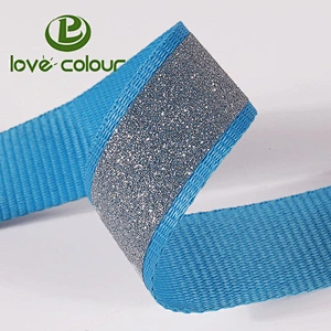 Factory custom polyester webbing with silver reflective tape for safety