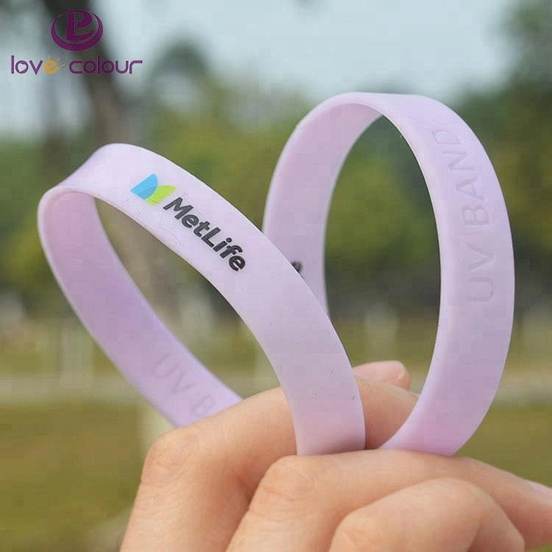 Custom UV Color Changing Silicone Wristband Rubber Band Bracelet