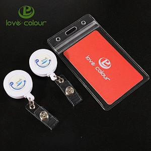Student id card holder soft PVC transparent horizontal and vertical business card holder