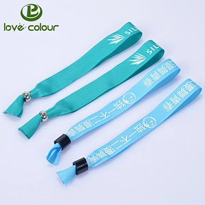 New product polyester silkscreen ribbon wristbands with closure with one time used lock