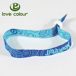 Hot Sell Fancy Polyester Festival Fabric Wristbands Bracelet With White lock