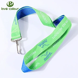 Custom logo Polyester woven lanyard string with metal hook