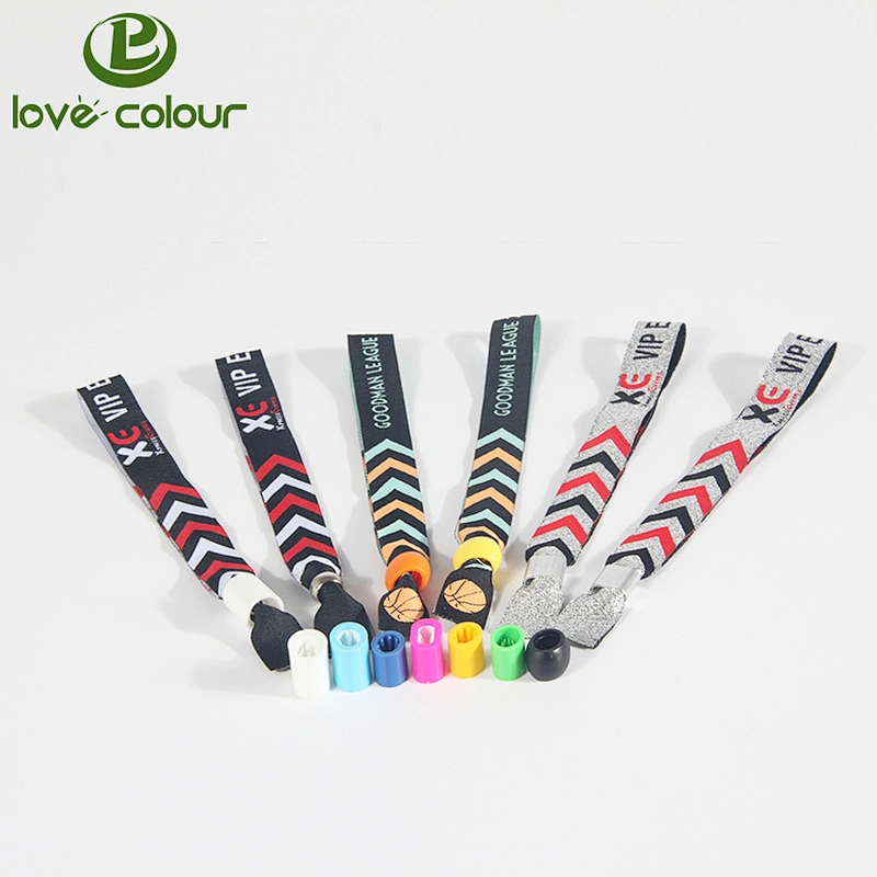 Factory directly custom festival woven ribbon wristband with lock