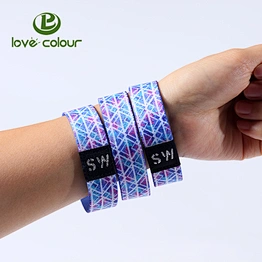 Dye-sublimated custom polyester embroidery logo elastic wristband