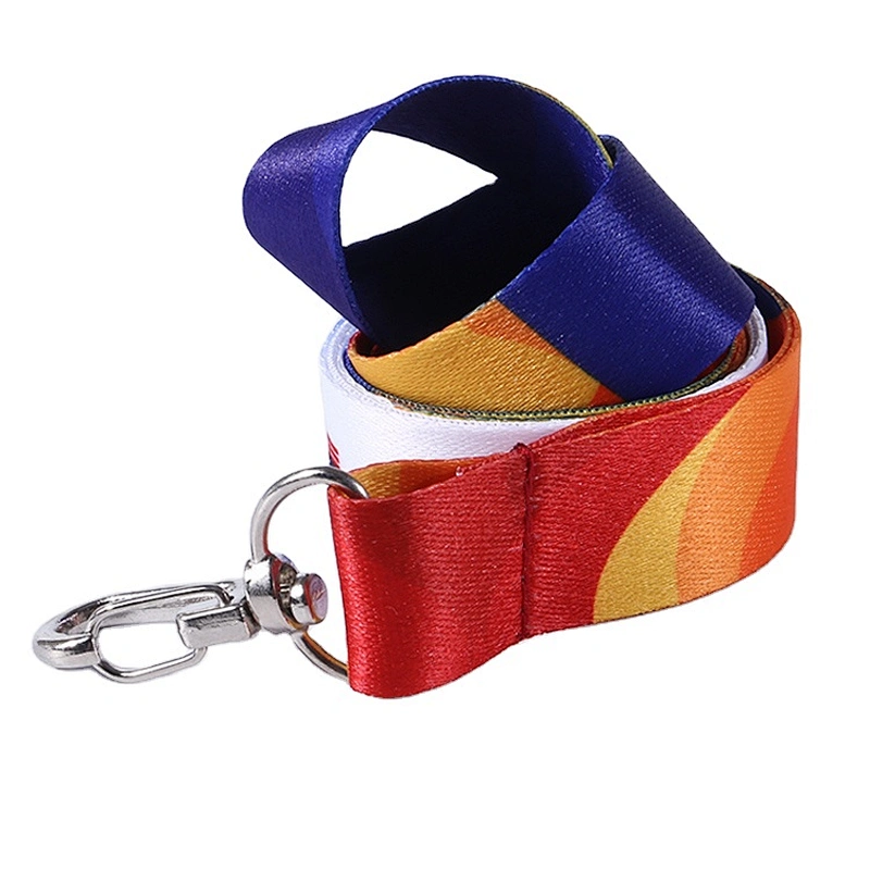 Custom polyester colorful ribbon long neck lanyard for business