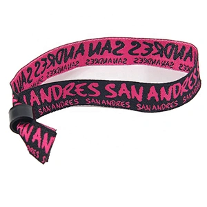 Promotional gifts custom polyester woven one time Wristband with Bead Closure