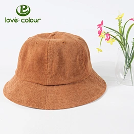 Custom Round Plain Corduroy Bucket Hat Fisherman Cap For Outdoors Activities