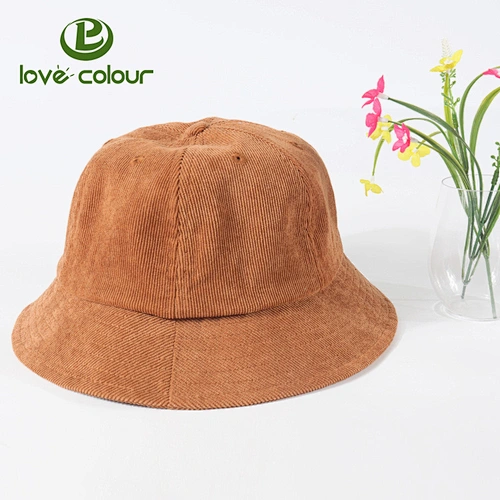 Custom Round Plain Corduroy Bucket Hat Fisherman Cap For Outdoors Activities