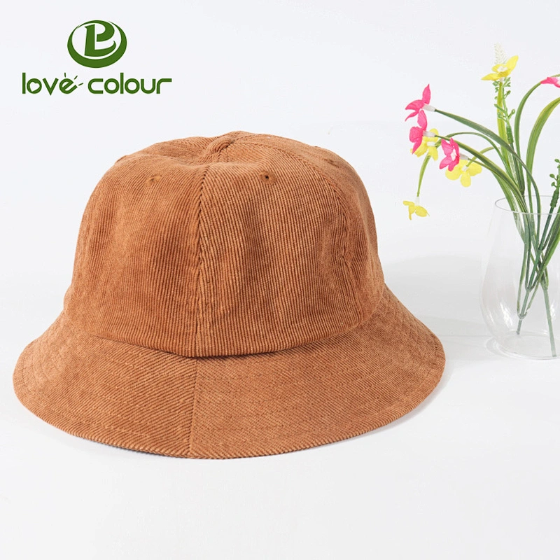 Custom Round Plain Corduroy Bucket Hat Fisherman Cap For Outdoors Activities