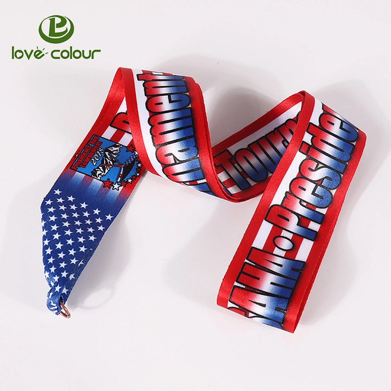 Polyester sublimation sport medal lanyard ribbon with custom logo