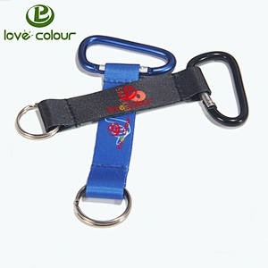 Promotional items polyester keychain carabiner short wrist lanyard